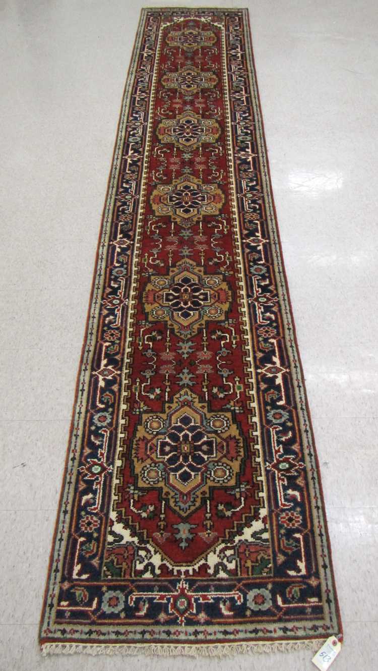 Appraisal: HAND KNOTTED ORIENTAL CORRIDOR RUG Persian Serapi design of six