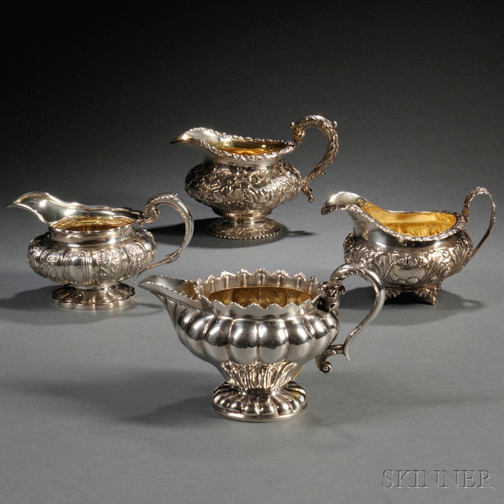 Appraisal: Four George IV William IV Sterling Silver Creamers each London