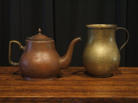 Appraisal: TWO PIECES OF METALWORKS Including a pear-shaped tankard and a