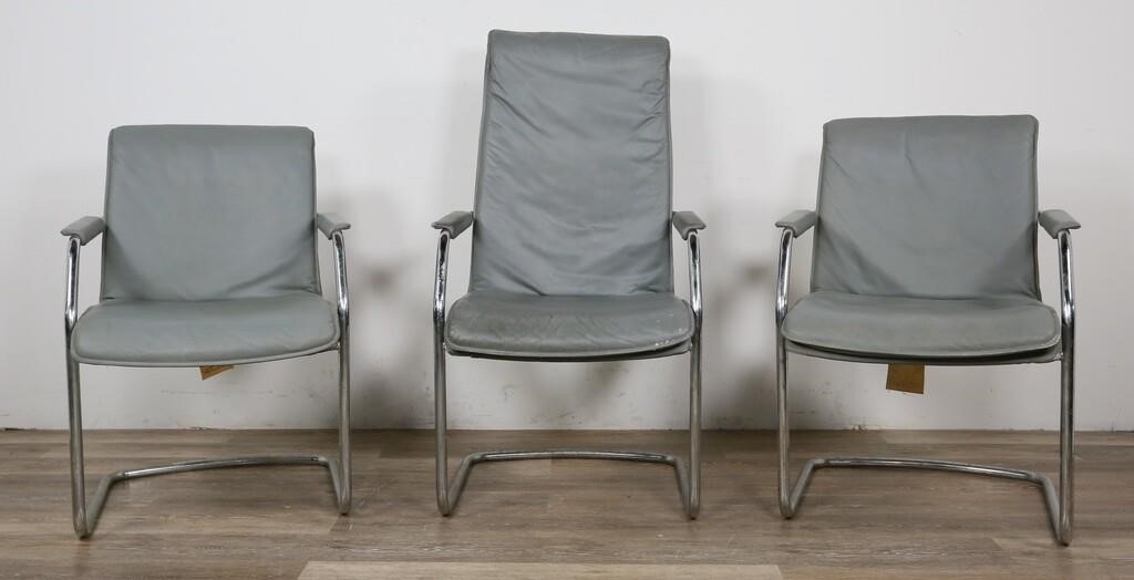 Appraisal: Ludwig Mies van der Rohe Germany - style chairs produced