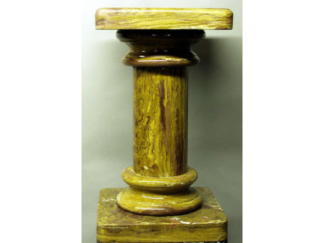 Appraisal: Variegated stone pedestal with turned column measuring tall Estimate -