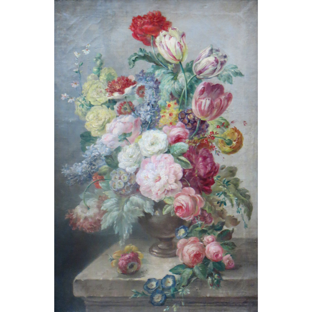 Appraisal: European School th Century Still Life with Flowers in a