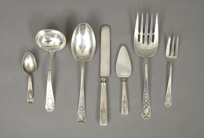 Appraisal: Whiting Sterling Silver 'Madame Jumel' Part Flatware Service Comprising twenty