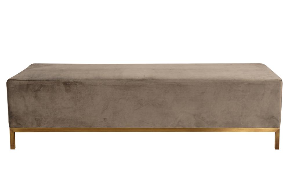 Appraisal: CONTEMPORARY UPHOLSTERED BENCHcovered with grey velour fabric on a metal