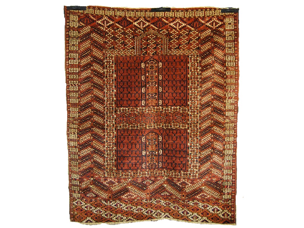 Appraisal: Turkoman good Tekke-ensi Hatchili rug circa