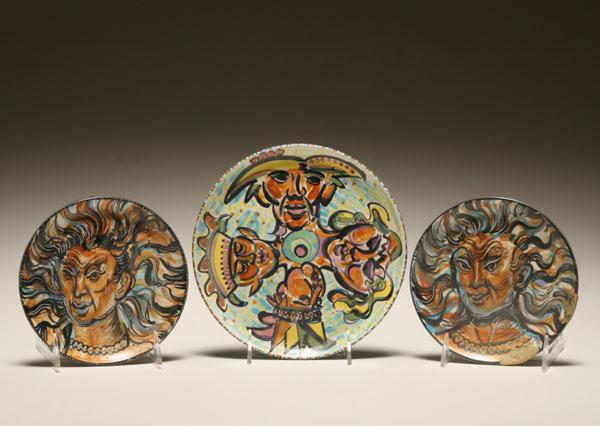 Appraisal: Robert Lohman American - three ceramic decorated plates two with