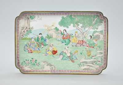 Appraisal: A Canton Enamel Tray of Eight Immortals th Century Rectangular