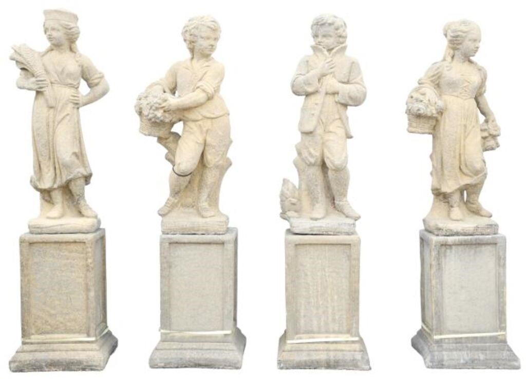 Appraisal: lot Cast stone garden statuary The Four Seasons figures modeled