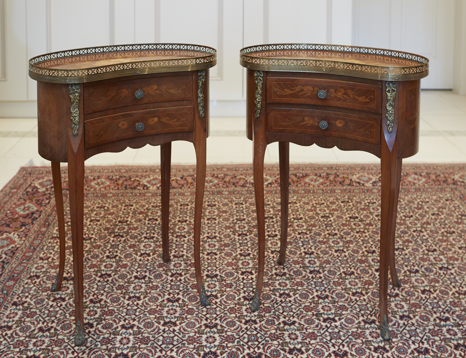 Appraisal: A PAIR OF LOUIS XV STYLE PARQUETRY BEDSIDE TABLES TH