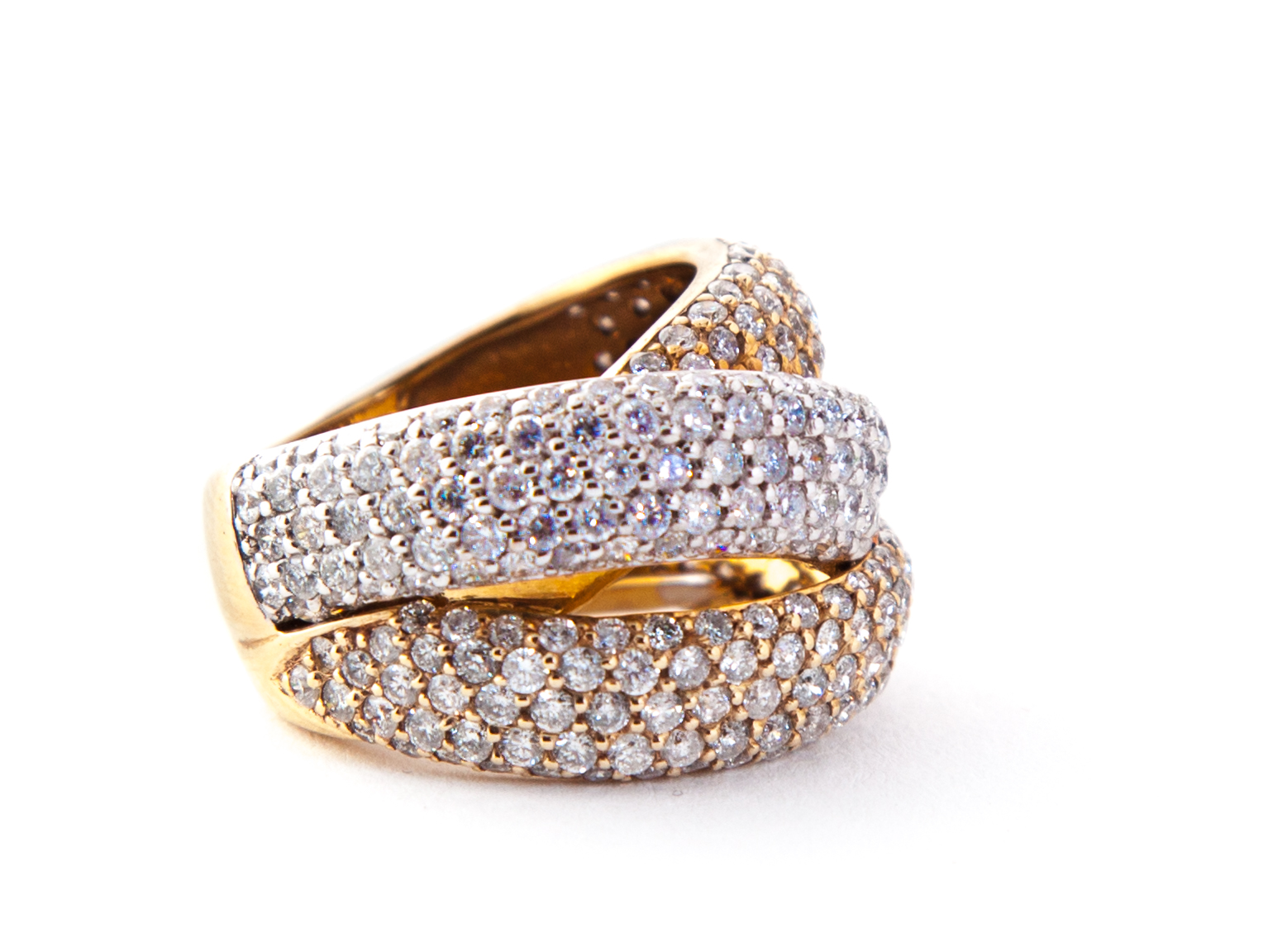 Appraisal: PAVE DIAMOND DOME SHAPED RING American st century Yellow and