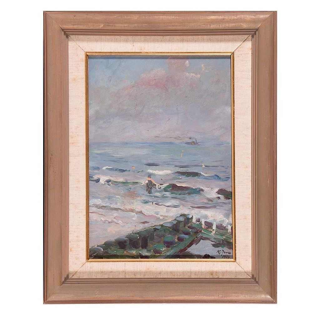 Appraisal: Early th Century Seascape Artist Illegible Title Impressionistic coastal scene