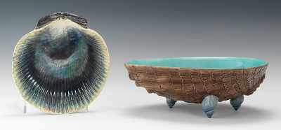 Appraisal: Two Majolica Shell-Form Dishes The first a British piece in