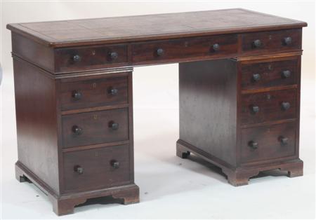 Appraisal: A mahogany twin pedestal desk By Holland Sons the rounded