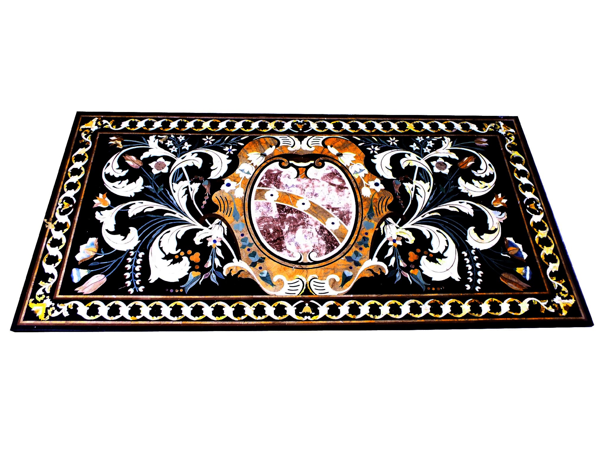 Appraisal: Large and impressive pietra dura table top centrally decorated with