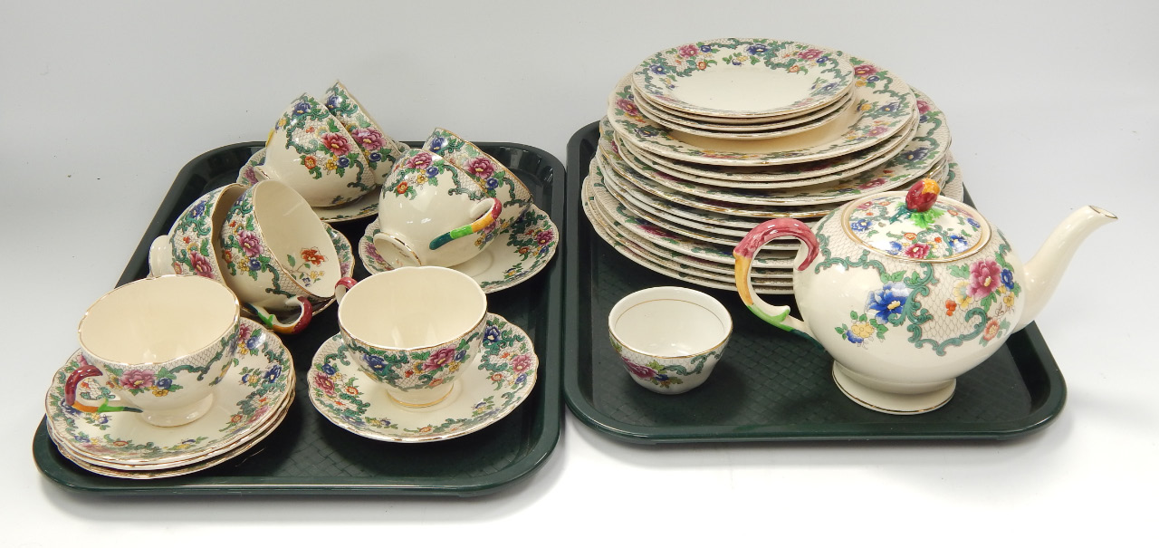 Appraisal: A Royal Cauldon Victoria pattern part dinner and tea service