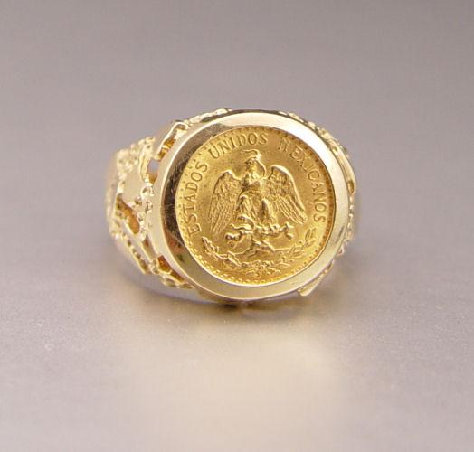 Appraisal: DOS PESOS COIN K RING K yellow gold nugget style