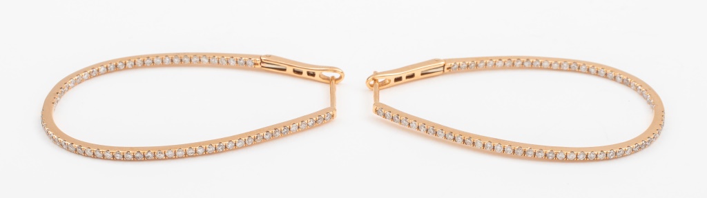 Appraisal: K ROSE GOLD DIAMOND HOOP EARRINGS K rose gold diamond