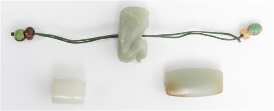 Appraisal: Sale Lot Three Celadon Jade Pendants the first in the