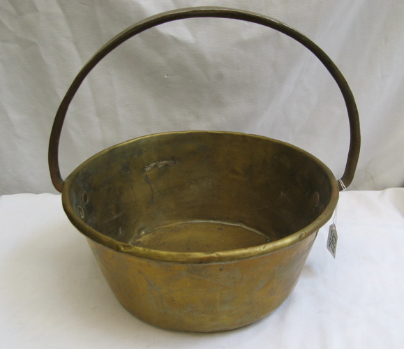 Appraisal: ENGLISH BRASS PLATED JELLY PAN th C having an iron