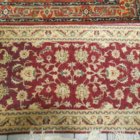 Appraisal: Oushak Persian Handmade Rug flowering vine salmon field tan border