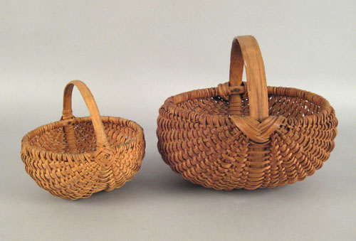 Appraisal: Two Pennsylvania split oak baskets late th c h dia