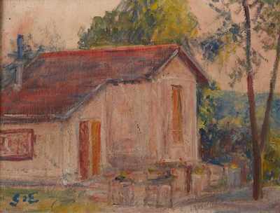 Appraisal: Georges D'Espagnat French - Farmhouse Oil on wood board initialed