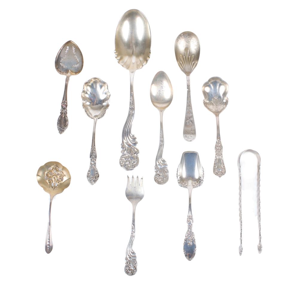 Appraisal: COLLECTION ANTIQUE STERLING SILVER SERVING FLATWARE PC VARIOUS MAKERS INCL