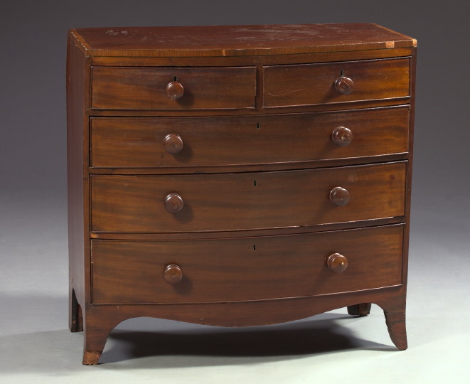 Appraisal: Victorian Banded and String-Inlaid Mahogany Bowfront Chest of Drawers third