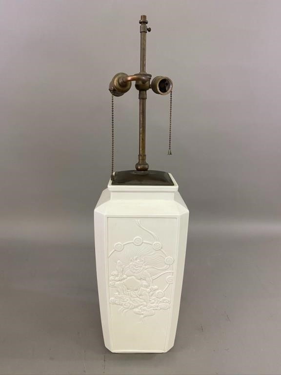 Appraisal: Asian porcelain table lamp signed overall x