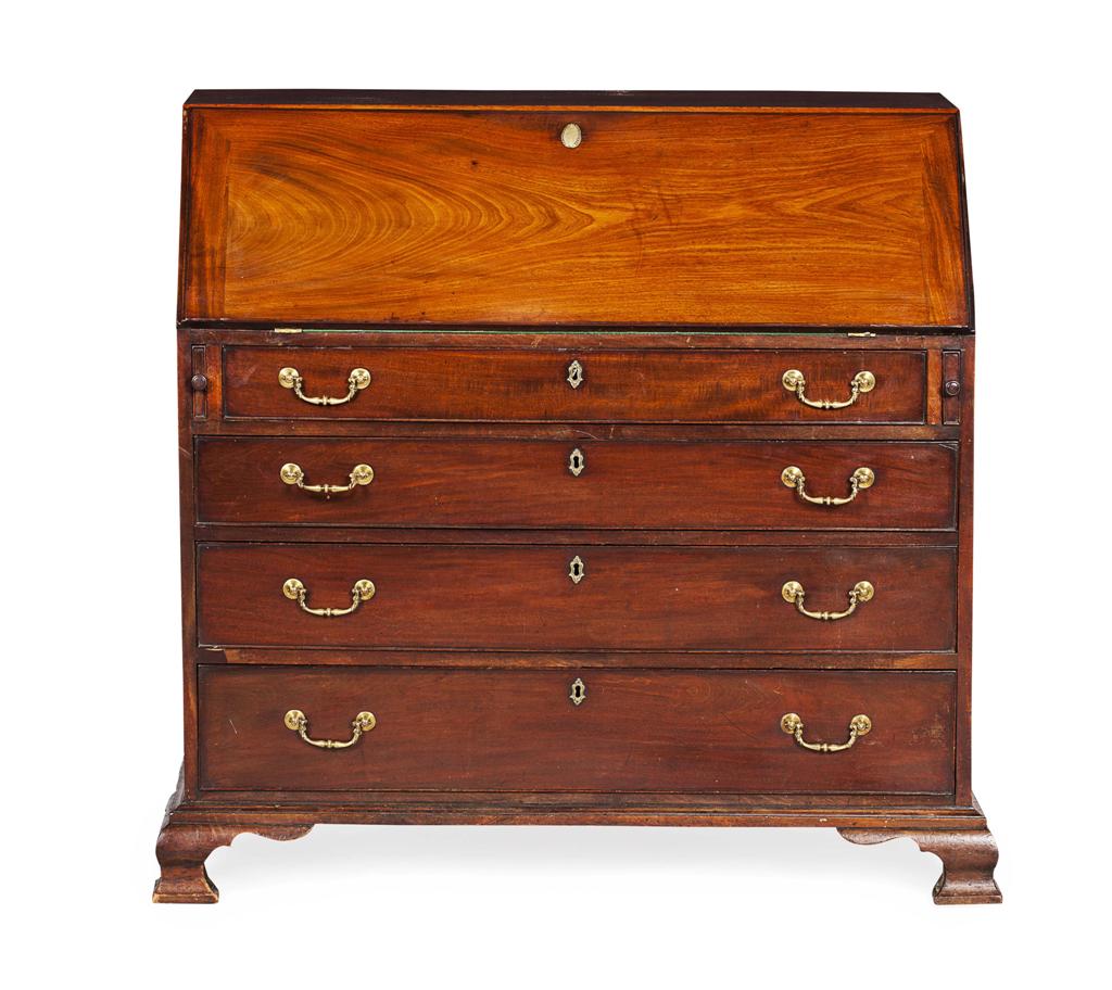 Appraisal: GEORGE III MAHOGANY SLANT FRONT BUREAU TH CENTURY the slant