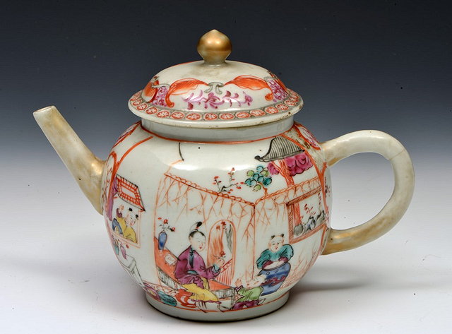 Appraisal: A CHINESE FAMILLE ROSE TEAPOT AND COVER enamelled Mandarin figure