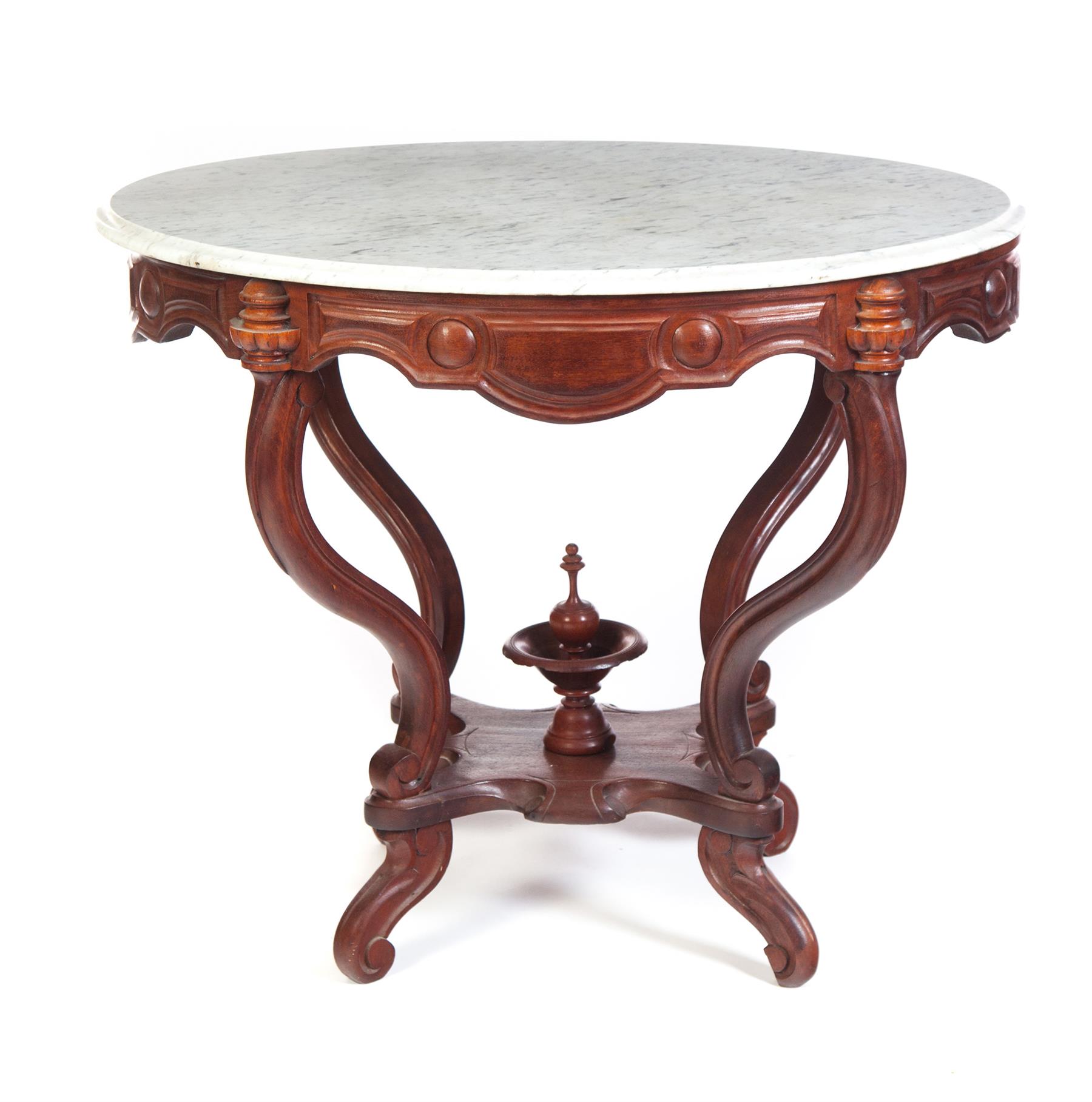 Appraisal: VICTORIAN MARBLE TOP TABLE Ca - walnut Oval table h