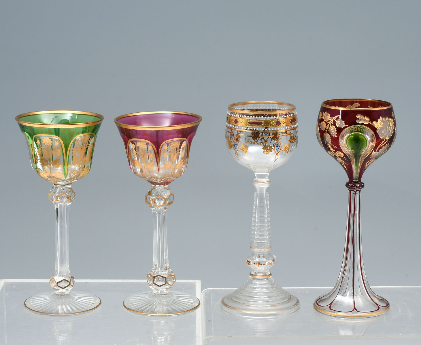 Appraisal: PC ENAMELED CHALICES ATTRIBUTED TO MOSER - Chalices with a