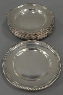 Appraisal: Set of twelve sterling silver bread plates t oz Set