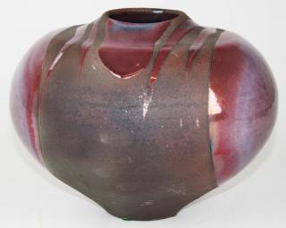 Appraisal: Tony Evans - Raku brutalist studio pottery flambe glazed pot