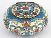 Appraisal: A cloisonne shaded enamel silver box of flattened globe shape