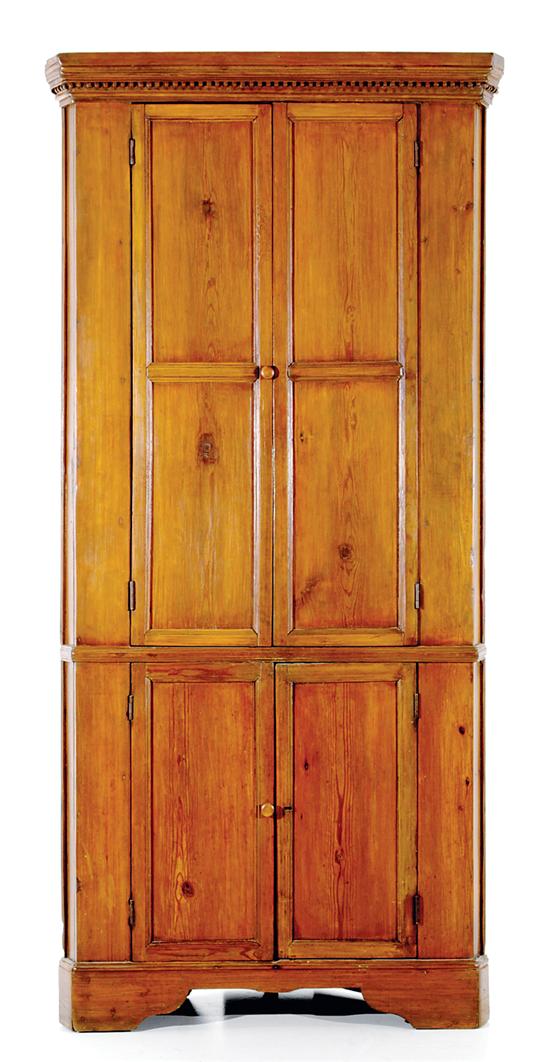 Appraisal: Southern yellow pine corner cupboard possibly North Carolina first half