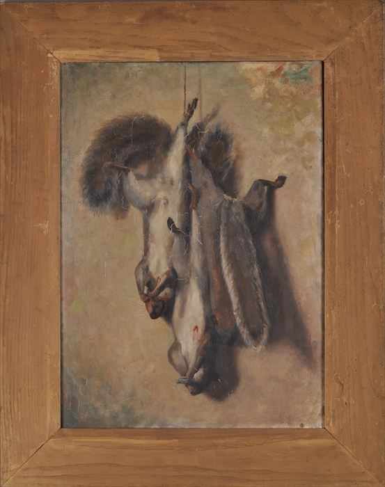 Appraisal: ATTRIBUTED TO GEORGE DENISON STILL LIFE WITH SQUIRRELS Oil on