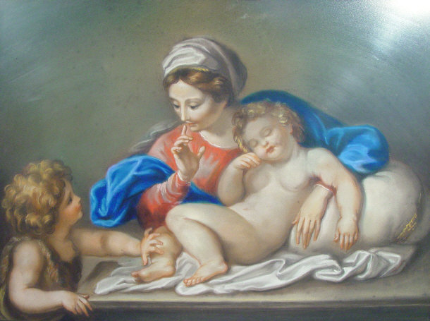 Appraisal: Unsigned watercolour of a woman and nude children gilt mounted