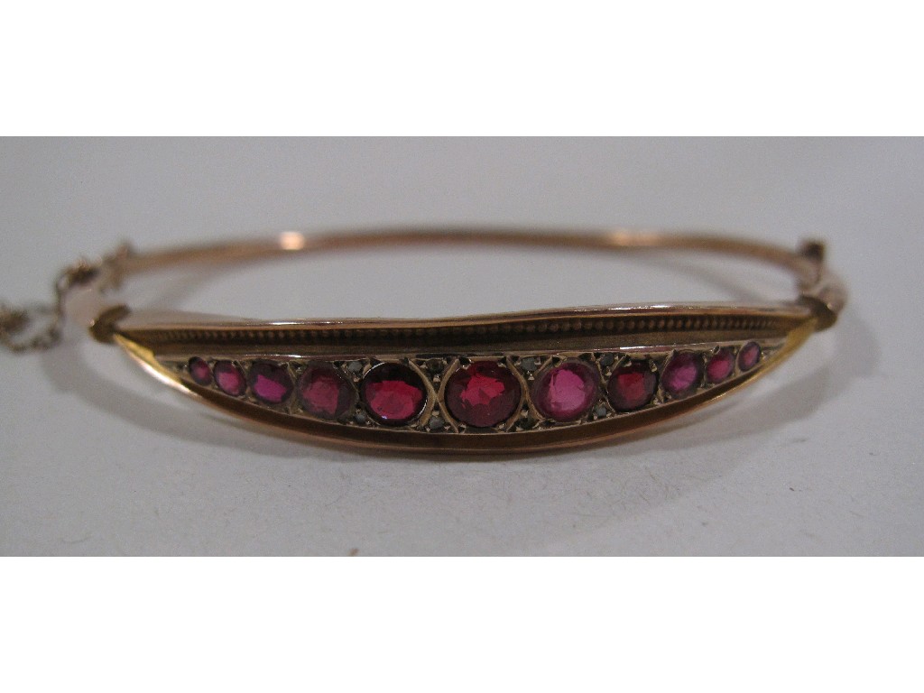 Appraisal: Victorian ct rose gold ruby set bangle