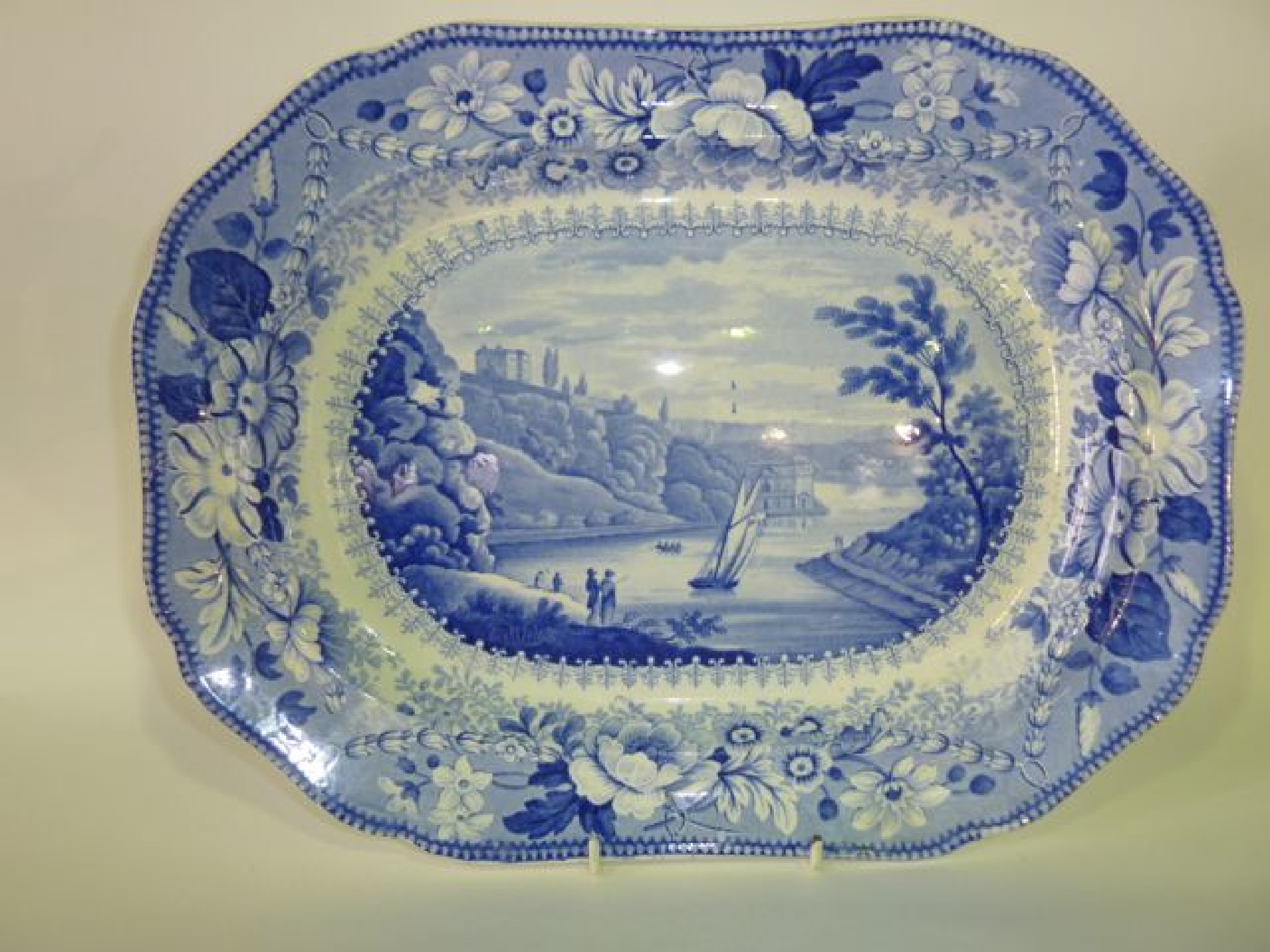 Appraisal: An early th century blue and white printed meat plate