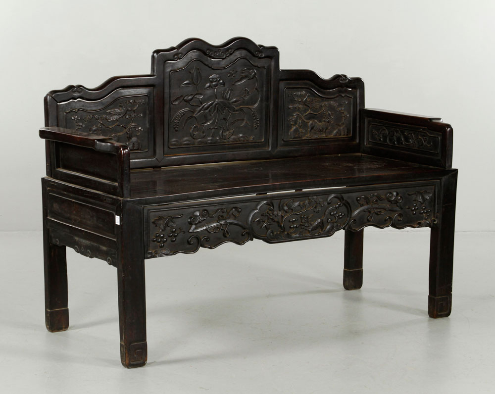 Appraisal: - th th C Chinese Bench Carved bench China late