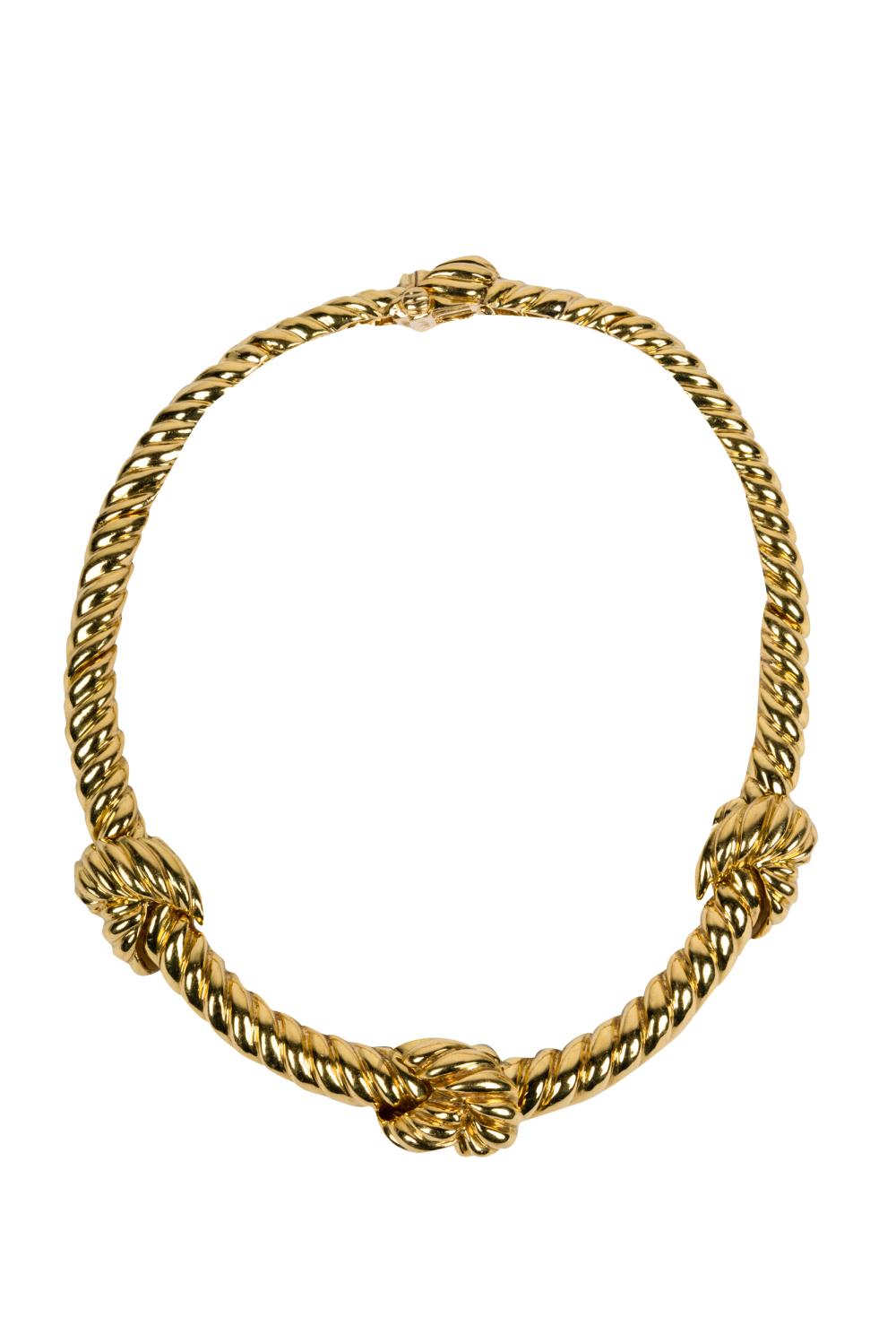 Appraisal: DAVID WEBB KARAT YELLOW GOLD ROPE KNOT NECKLACEstamped 'David Webb