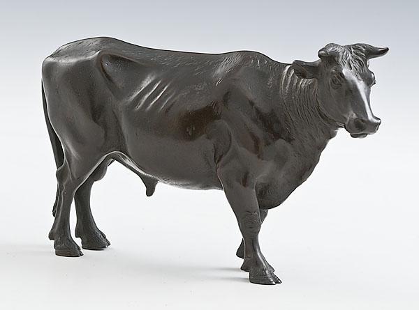 Appraisal: SIGNED MEIJI PERIOD JAPANESE BRONZE BULL long x high signed