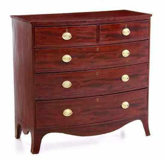 Appraisal: English Victorian mahogany bowfront chest of drawers mid th century