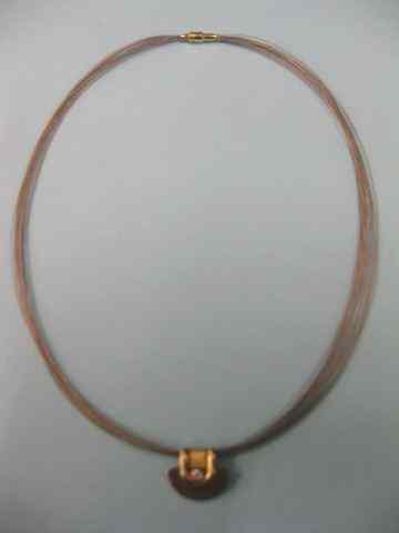 Appraisal: k Gold Stainless Steel Diamond Necklacewith modernistic design '' long