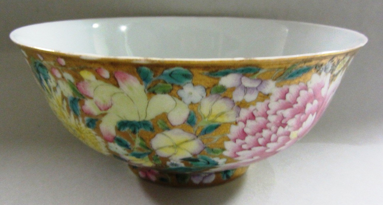 Appraisal: A Chinese famille-rose millefleurs bowl th century painted on the