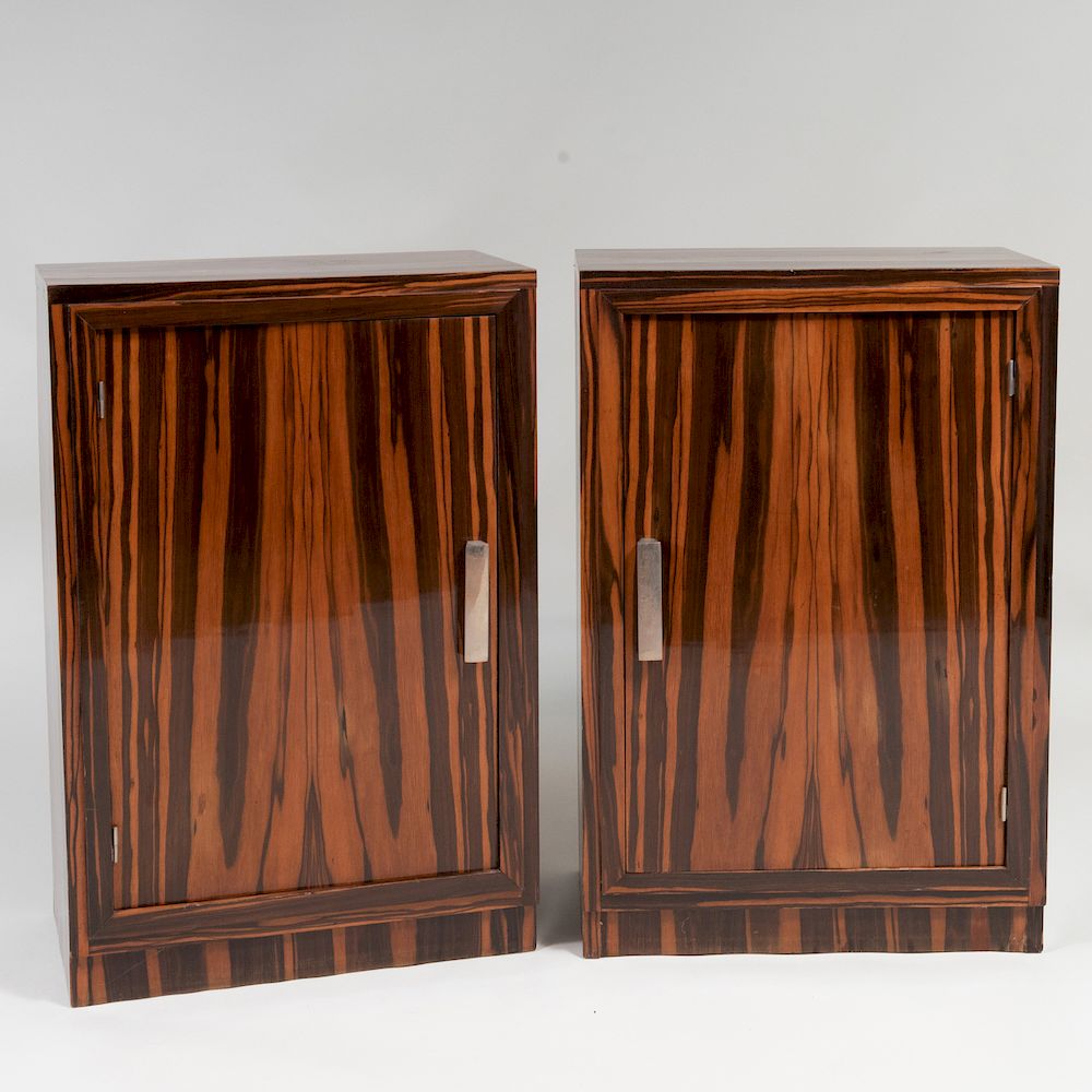 Appraisal: Pair of Art Deco Macassar Ebony Side Cabinets x x