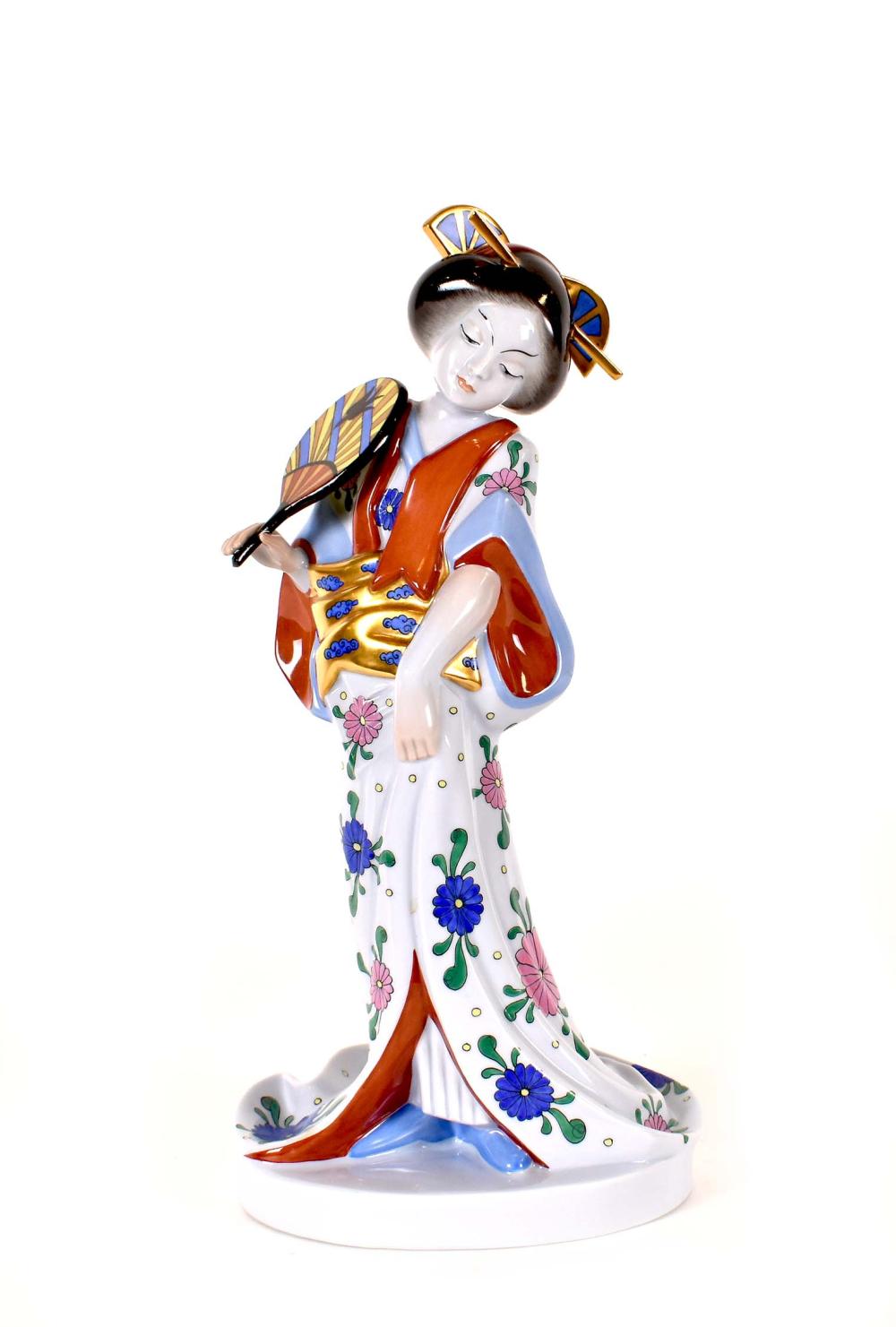 Appraisal: HEREND PORCELAIN FIGURE OF A GEISHAThe underside marked Dressed in