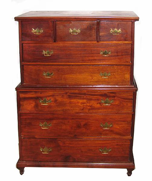 Appraisal: A Chippendale style chest on chest height in width ft